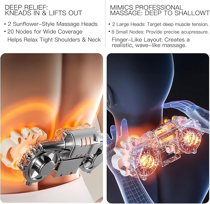 Back Massager with Heat, 4D Kneading Electric Massager - Image 3