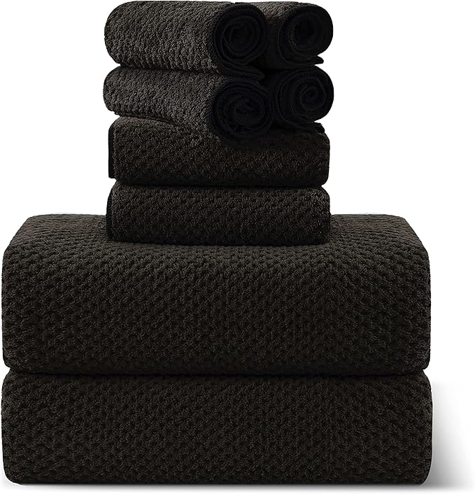 8-Piece Brown Bath Towel Set, 2 Extra Large Bath Towel Sheets, 2 Hand Towels by Smuge