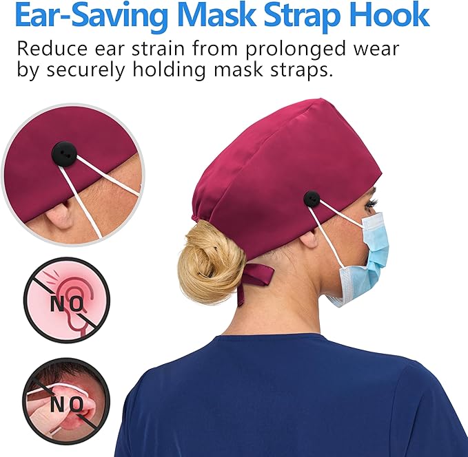 Satin Lined Scrub Cap, Adjustable Surgical Cap - Image 3