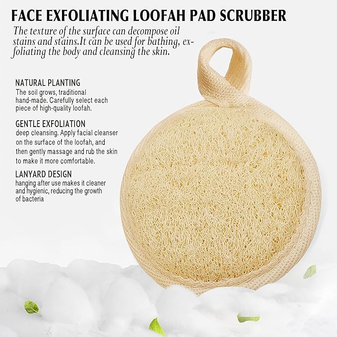 YIQINGJIE Natural Loofah Exfoliating Face Scrubber, Facial Scrubber Loofa Pads - Image 4