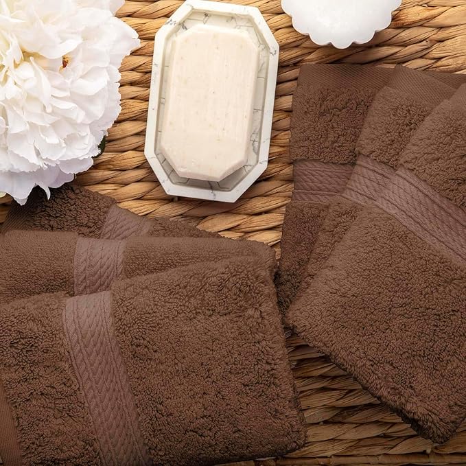Superior Egyptian Cotton Pile Face Towel/Washcloth Set of 6, Ultra Soft Luxury - Image 4