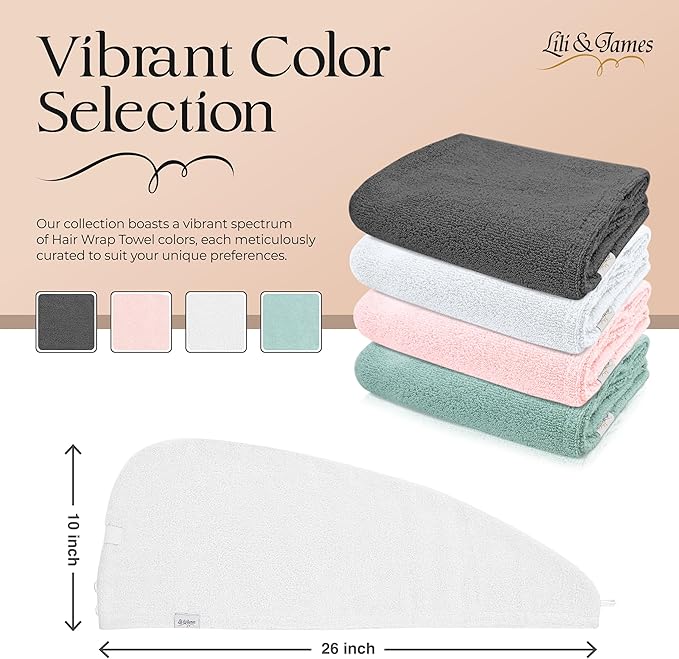 100% Cotton Hair Towel Wrap for Women/Kids | Quick Dry, Soft & Absorbent - Image 2