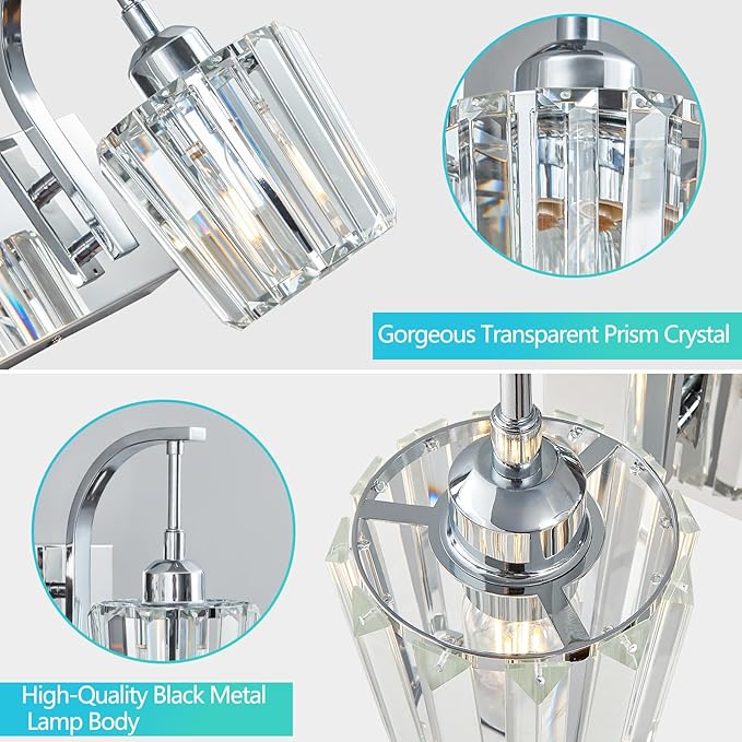 Modern Bathroom Vanity Light, 5-Light Chrome Wall Sconce - Image 2