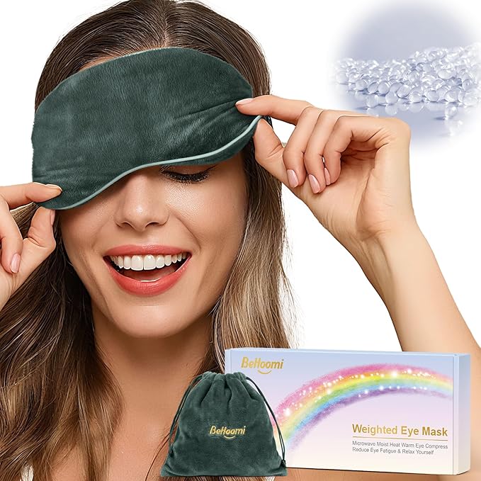 BeHoomi Heated Eye Mask, Weighted Sleep Mask Warm Compress by BeHoomi
