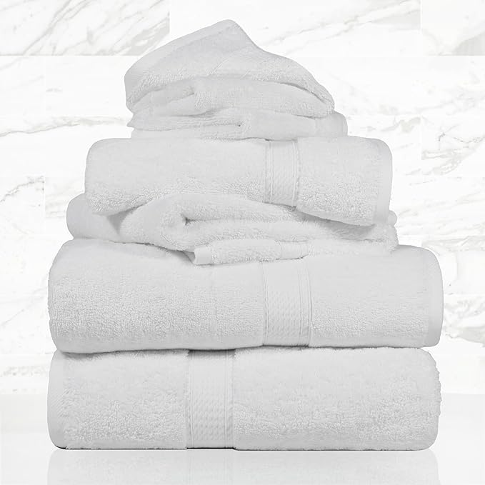 SUPERIOR Egyptian Cotton Pile 6 Piece Towel Set, Includes 2 Bath, 2 Hand - Image 2