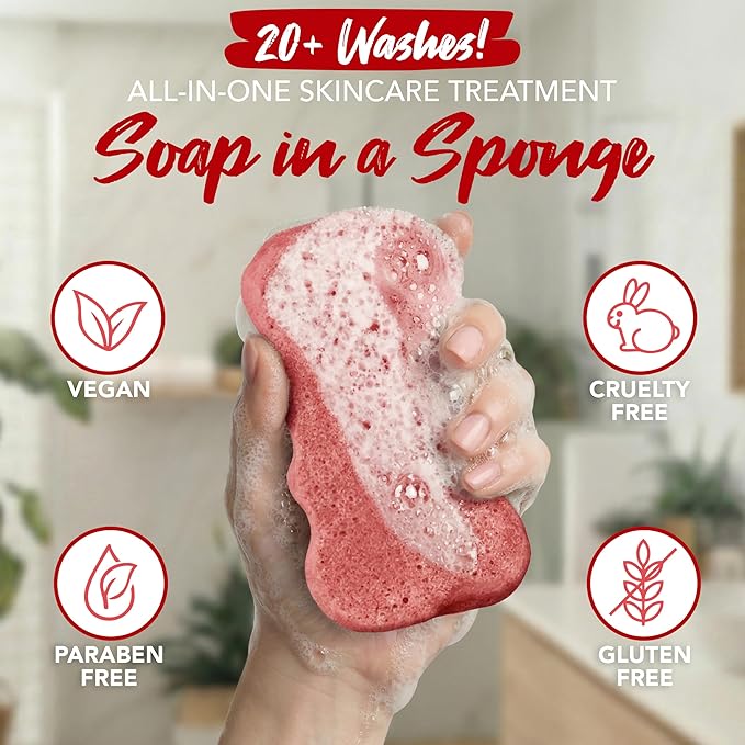 Spongeables Body Wash in a 20+ Wash Sponge, Pomegranate Punch - Image 3