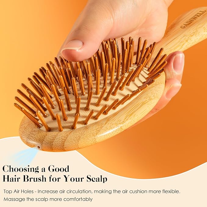 GAINWELL Hair Brush for Hair Growth, Bamboo Bristles Detangling Wooden Paddle - Image 3