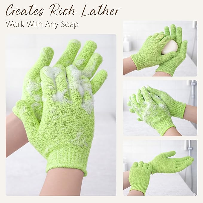 4 Pairs Exfoliating Gloves for Shower, Shower Gloves, Body Scrubber, Korean - Image 7