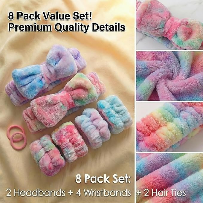 8 Pcs Spa Headband and Wristbands Set - Image 7