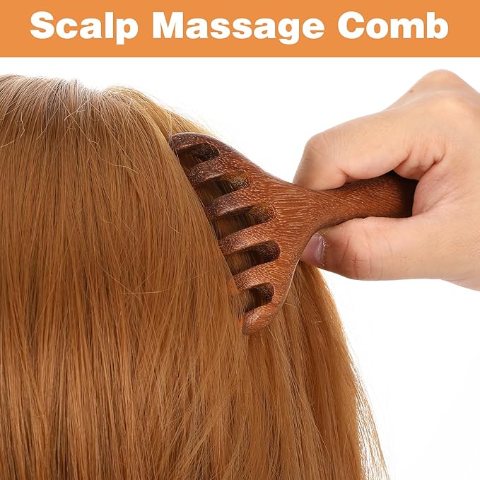 2 PCS Wood Scalp Massager, Wooden Massage Comb 6 Claws, Wood Head Massager - Image 5