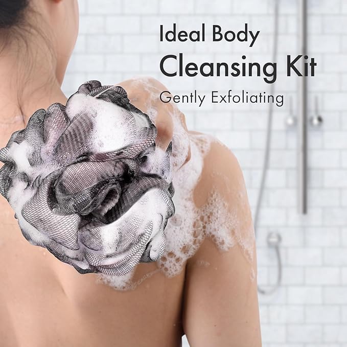 AmazerBath Charcoal Loofah Sponge, Large Shower Loofah 75g/PCS - Image 4