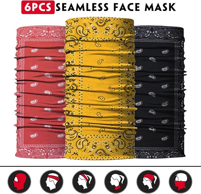 Venswell Neck Gaiter Face Mask Men Women, Seamless Bandana Rave Face Cover - Image 5