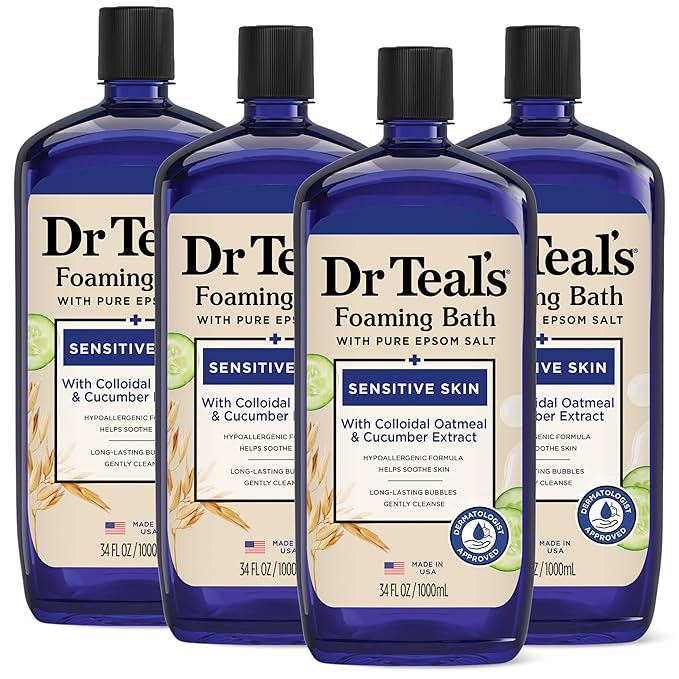 Dr Teal's Foaming Bath with Pure Epsom Salt, Sensitive Skin with Colloidal by DrTeals