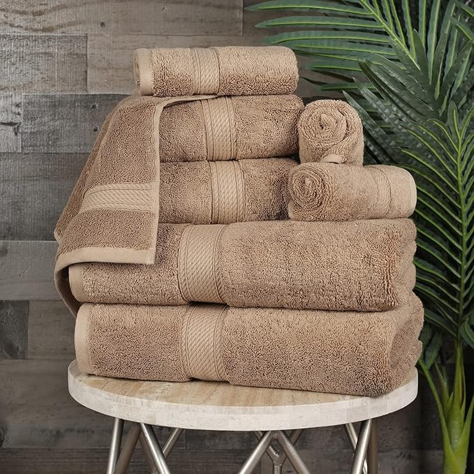Superior Egyptian Cotton Pile 8 Piece Towel Set, Includes 2 Bath, 2 Hand - Image 2
