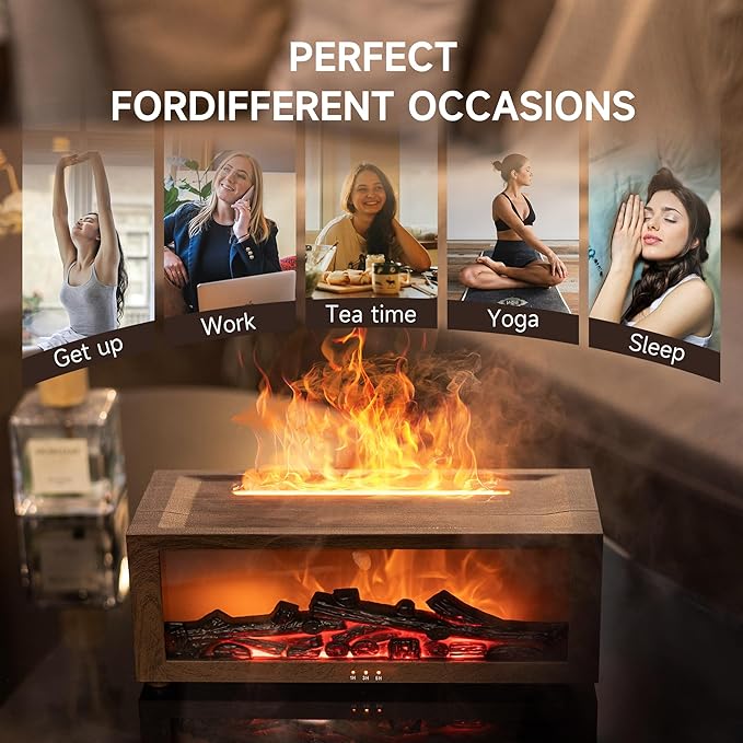 TMEHM Fireplace Flame Air Diffuser Humidifier, 7 Colors Aromatherapy Essential - Image 7