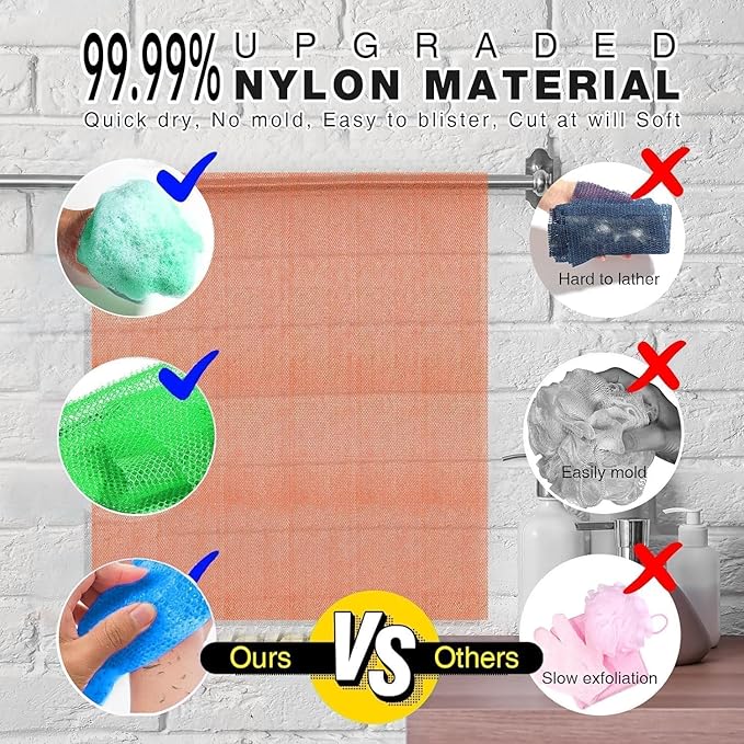 UJFQBH 3 Pieces African exfoliating net African Net Long Net Bath Sponge - Image 2