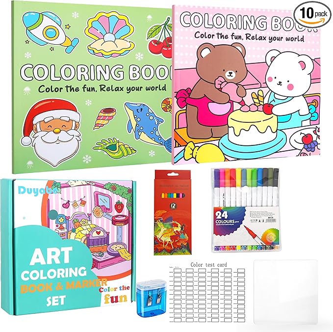 Cute Coloring Book Set for Teens Adults Relaxation, Easy and Simple Designs by Unknown
