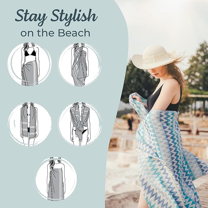 Premium Turkish Beach Towel – 100% Cotton, Quick Dry, Sand Free, Oversized - Image 4
