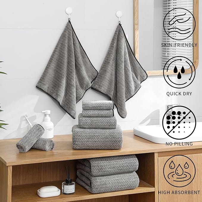 Ultra Soft Bath Towel Set, 12 Piece Family Bathroom Towels Set - Image 3