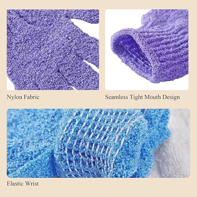 MOLOPPO 2 PCS Exfoliating Glove, Scrub Gloves Exfoliating, Body Exfoliator - Image 5