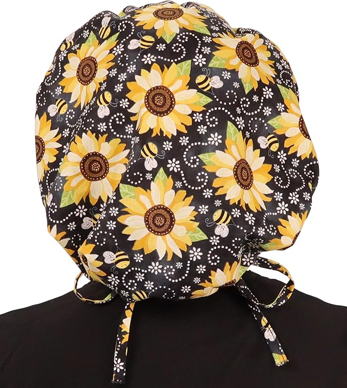 Sparkling EARTH Banded Bouffant Surgical Scrub Ponytail Working Caps and - Image 5