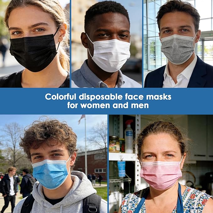 NNPCBT 5 Color Disposable Face Masks 125 Pack, 3-Ply Breathable Mask - Image 6