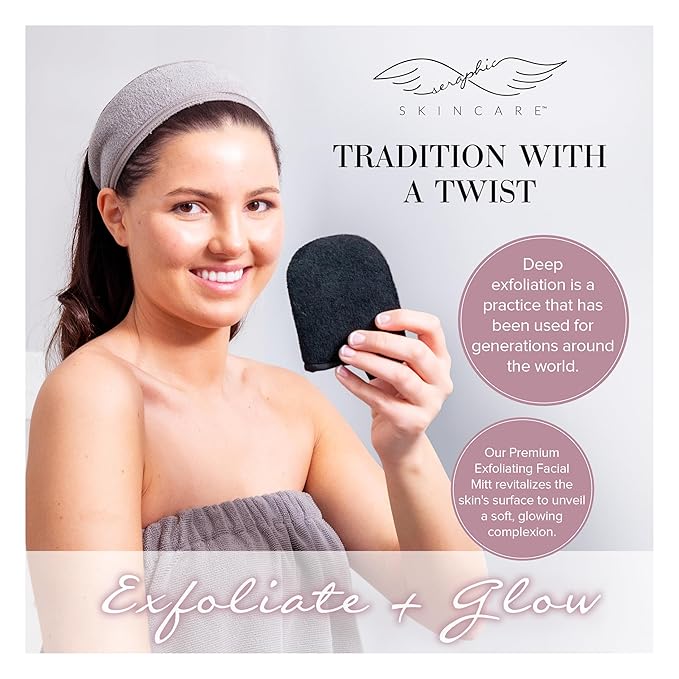Seraphic Skincare Premium Exfoliating Facial Mitt – Dual-Sided Face Scrubber - Image 6