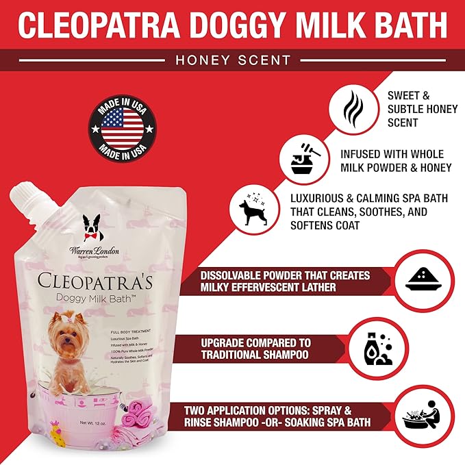 Warren London Cleopatra's Doggy Milk Bath 32oz | Luxurious Dog Shampoo and - Image 2
