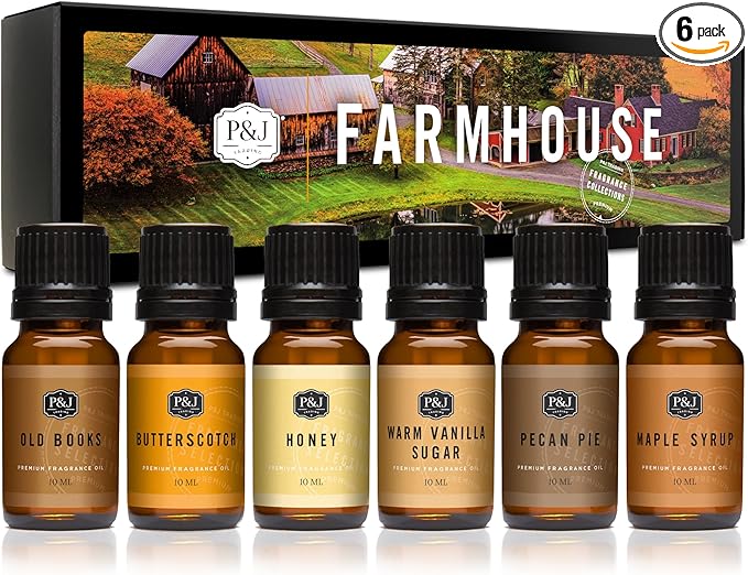 P&J Fragrance Oil Farmhouse Set | Old Books, Butterscotch, Warm Vanilla Sugar by PJTrading