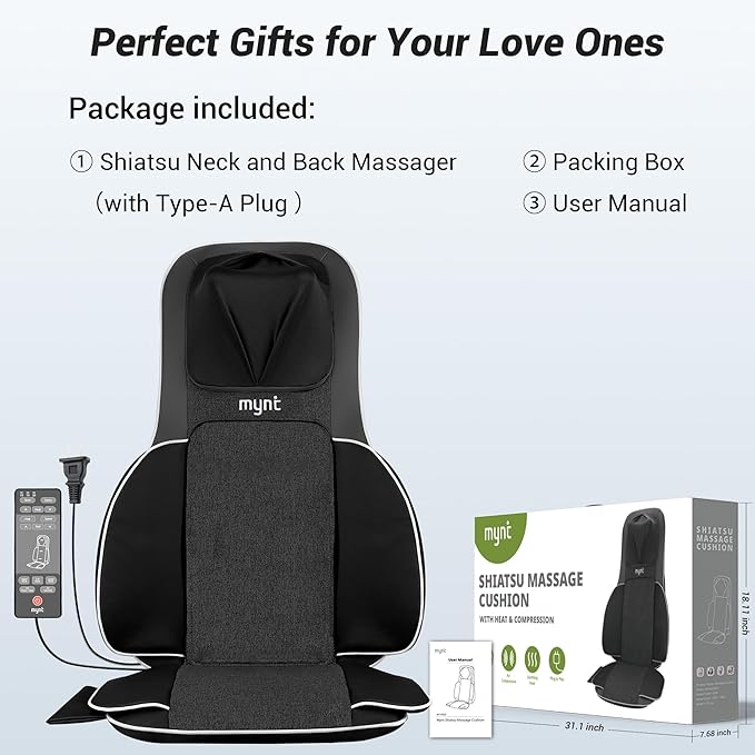 Mynt Back and Neck Massager for Pain Relief Deep Tissue, 3D Shiatsu Acupressure - Image 7