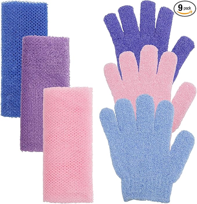 6 Pack African Net Sponge Exfoliating Glove Set, 3 Pairs Shower Gloves and 3 by Unknown