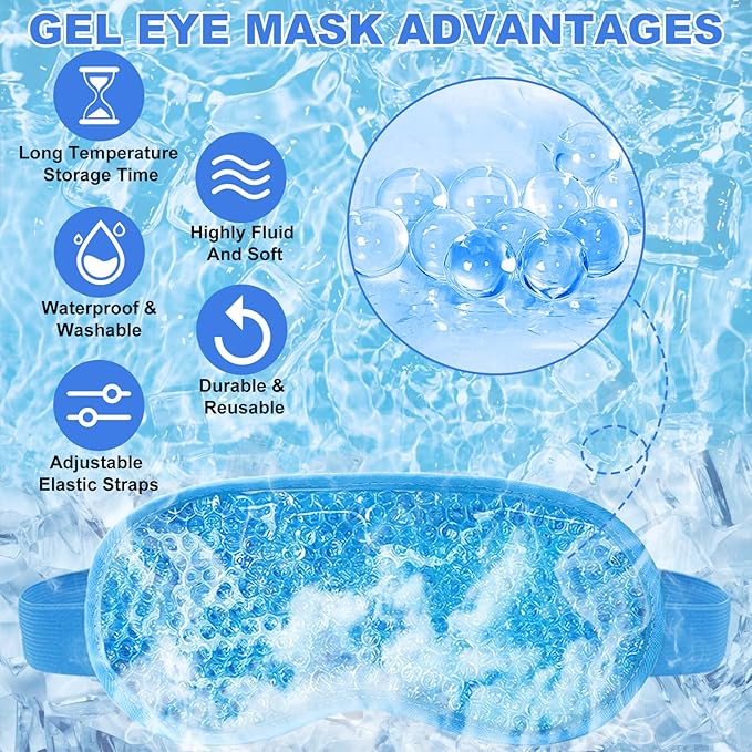 2Pack Cold Cooling Eye Mask, Reusable Hot Colder Therapy Gel Bead - Image 5