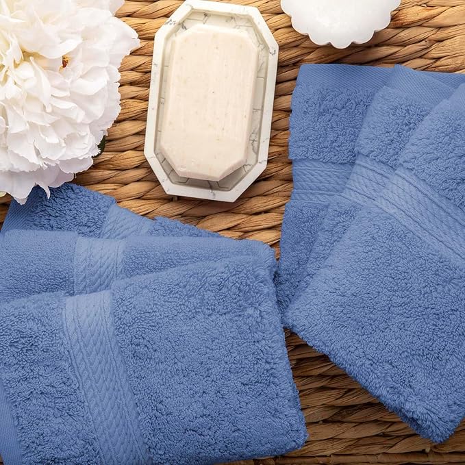SUPERIOR Egyptian Cotton Pile Face Towel/Washcloth Set of 6, Ultra Soft Luxury - Image 4