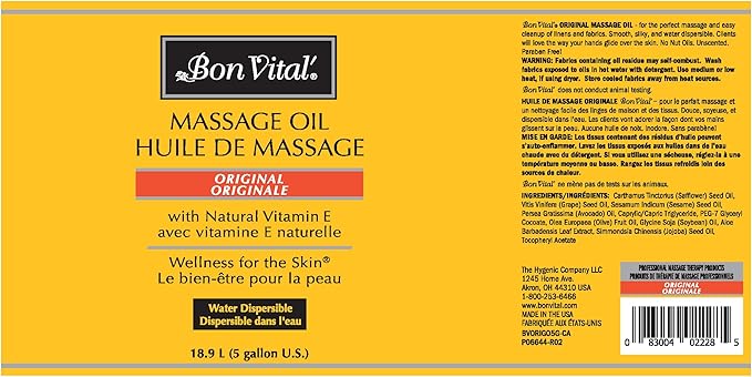 Bon Vital' Original Massage Oil, 5 Gallon Unscented Professional Massage Oil - Image 2