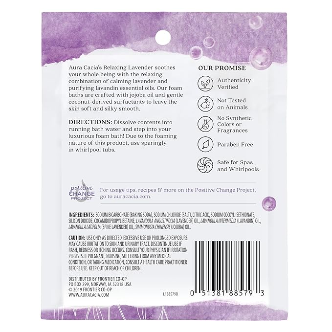 Aura Cacia Aromatherapy Foam Bath, Relaxing Lavender, 2.5 Ounce Packet - Image 2