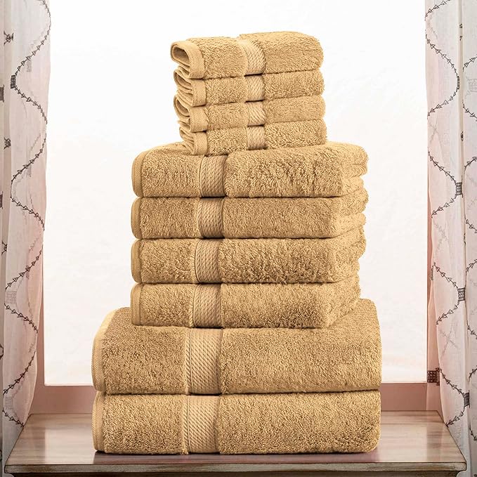 Superior Egyptian Cotton Pile 10 Piece Towel Set, Includes 2 Bath, 4 Hand by SUPERIOR