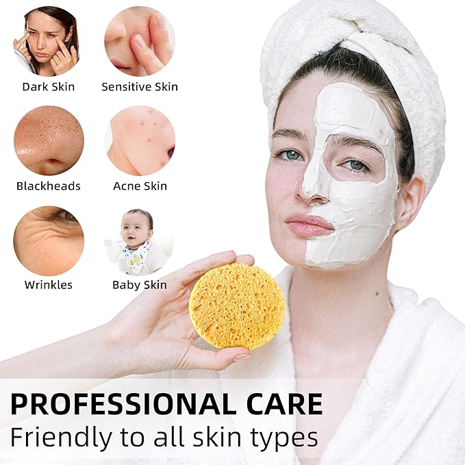 60-Count Compressed Facial Sponges|100% Natural Kickleen Cellulose Cosmetic Spa - Image 5