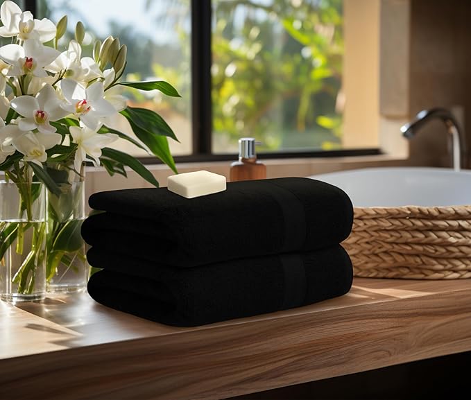 Avalon Towels Luxury 8 Piece Black Towels Set, 2 Bath Towels, 2 Hand Towels and - Image 3