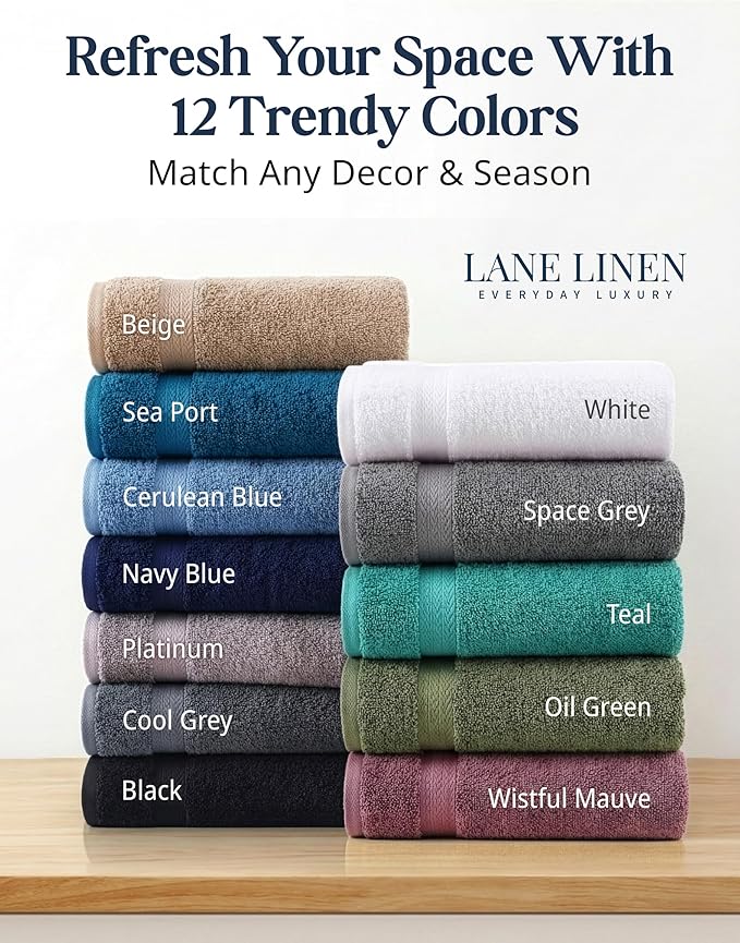 LANE LINEN 100% Ring Spun Cotton Bathroom Towel Set - Image 9