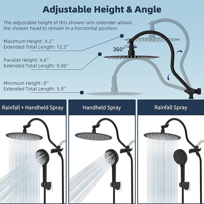 Hibbent All Metal CUPC Certified Shower Head, Handheld Showerhead Combo - Image 6