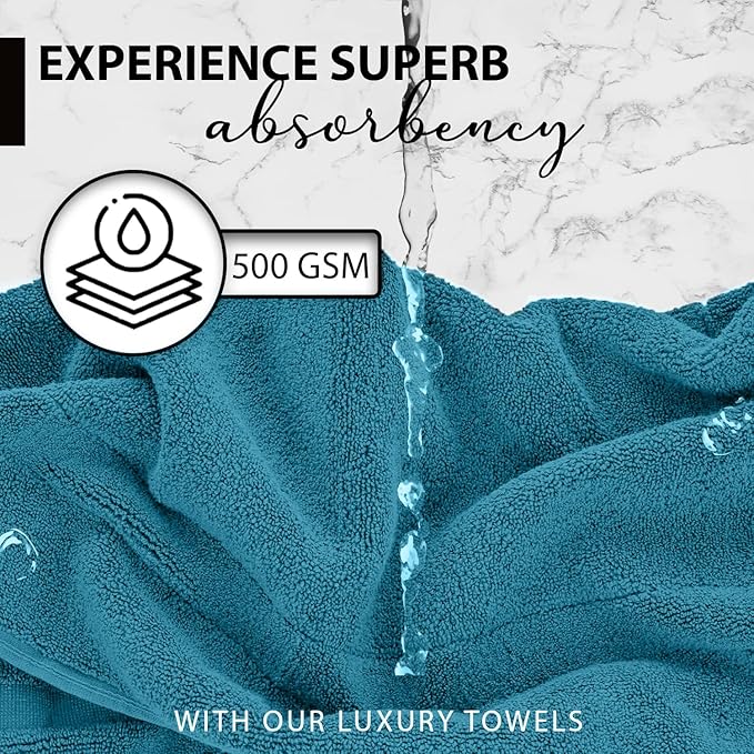 KAHAF COLLECTION 100% Cotton Bath Towels, 24x48 Pack of 6 Towels, Quick Dry - Image 3