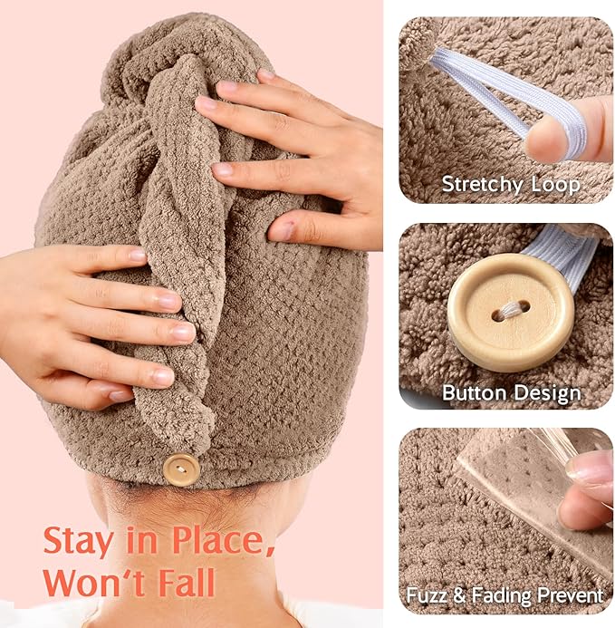 YFONG 2 Pack Microfiber Hair Towel Wrap - Image 6
