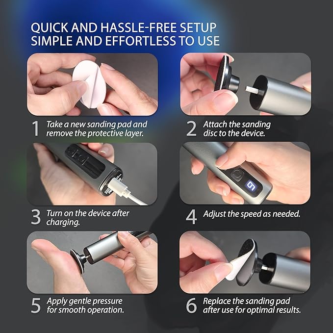 Spargos Electric Foot Callus Remover – Rechargeable Metal Foot File - Image 4