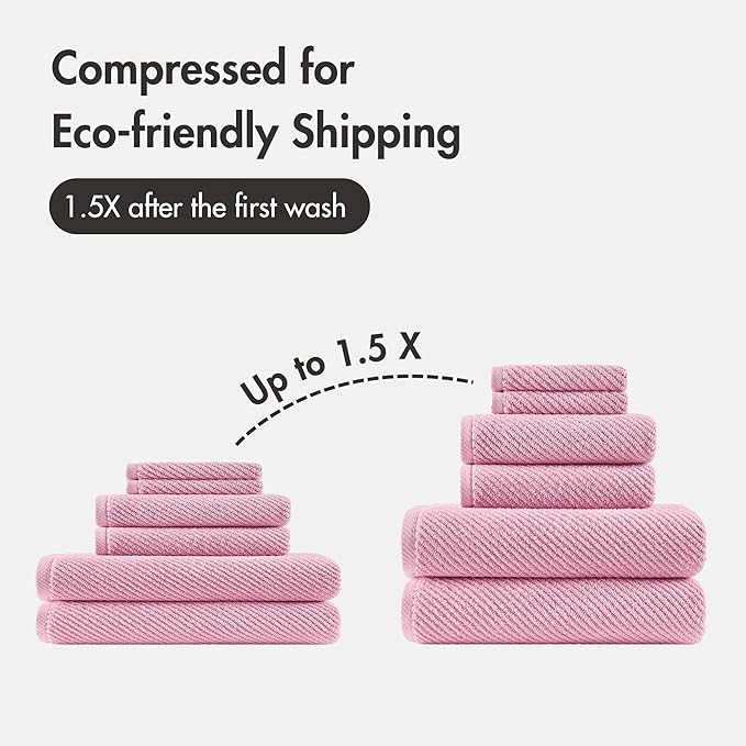 Madison Park Bathroom Towel Set of 6 Diagonal Ribbed, 500 GSM - Image 10