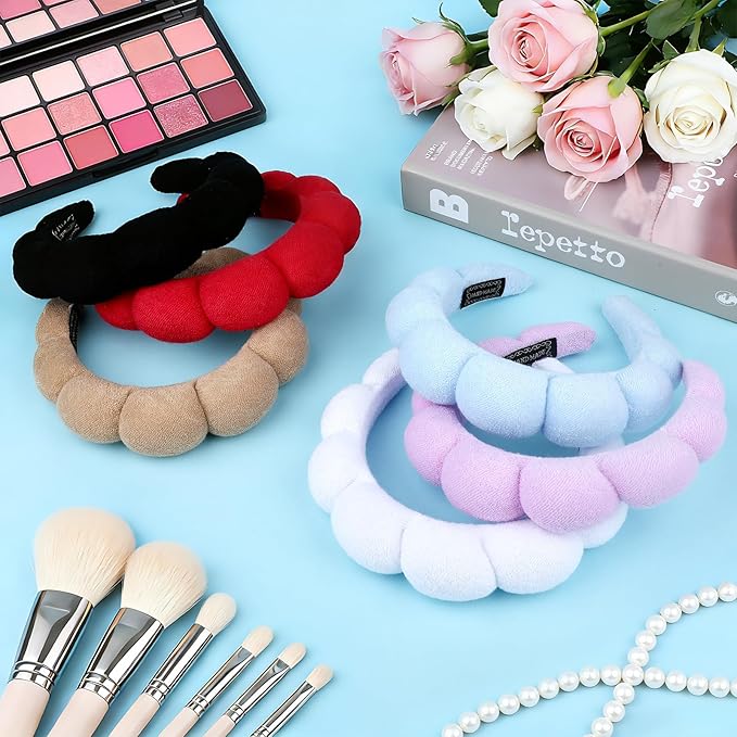 12 Pcs Spa Headbands for Women, Makeup Headbands for Women Girls, Puffy Sponge - Image 4