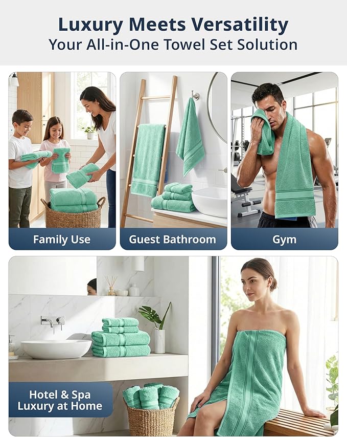 LANE LINEN Luxury Bath Towel Set of 12 – 100% Mercerized Cotton Towels - Image 7