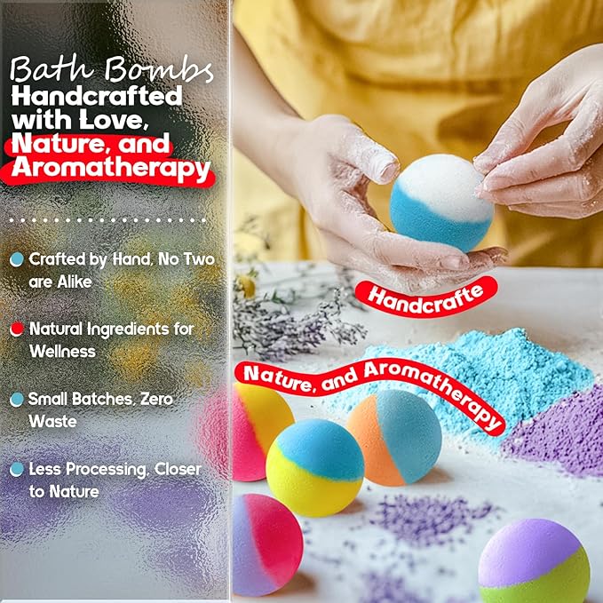 64 Pack Natural Bath Bombs Bulk Set – 8 Scents, Organic Ingredients, - Image 3