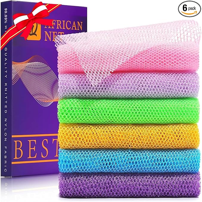 UJFQBH 6 Pieces African Bath Sponge African Net Long Net Bath Sponge by BuyNow