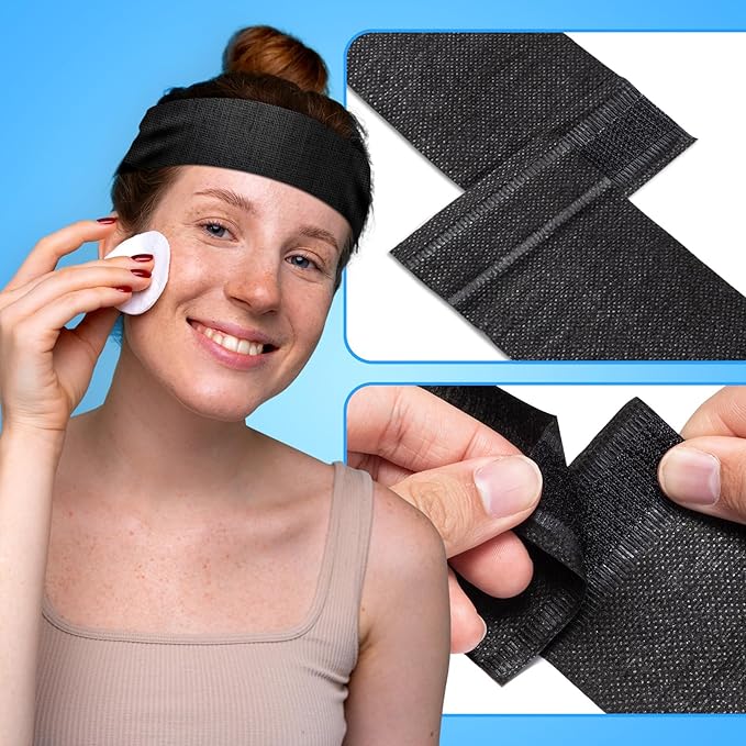 Noverlife 100PCS Disposable Spa Facial Headbands, Stretch Soft Skin Care Hair - Image 4