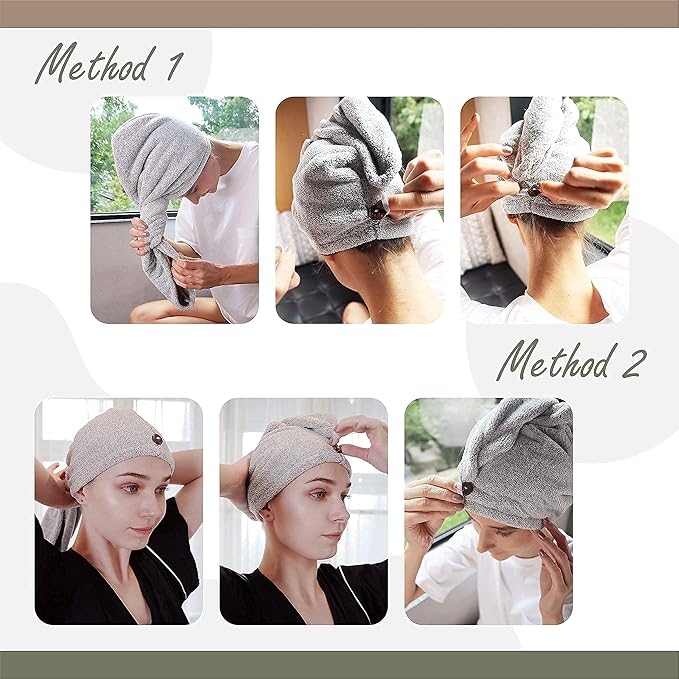 myHomeBody Hair Towel Wrap, Luxury Quick Drying Turban, Ultra Soft Absorbent - Image 4
